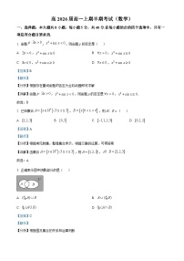 重庆市杨家坪中学2023-2024学年高一数学上学期期中试题（Word版附解析）