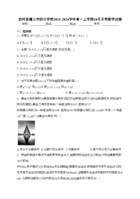 贵州省遵义市部分学校2023-2024学年高一上学期10月月考数学试卷(含答案)