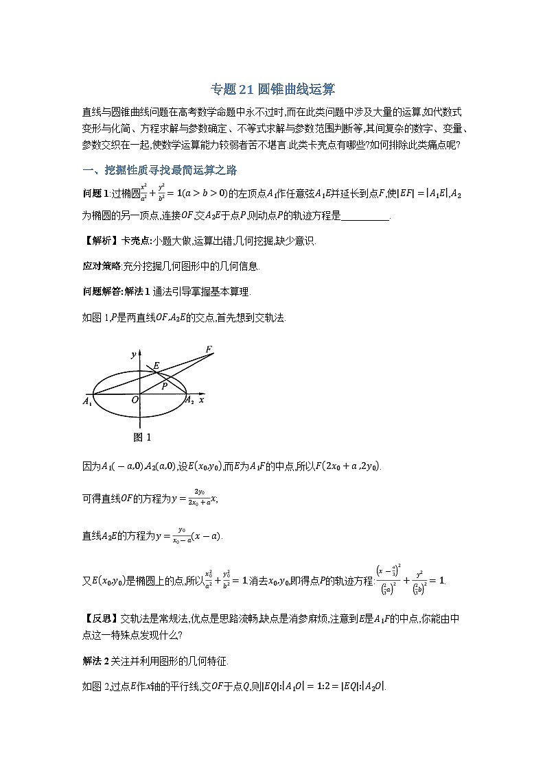 专题21圆锥曲线运算-解析版第1页