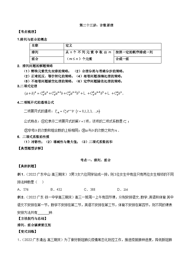 第二十三讲计数原理原卷版第1页