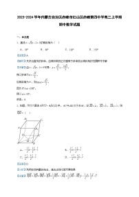 2023-2024学年内蒙古自治区赤峰市红山区赤峰第四中学高二上学期期中数学试题含答案