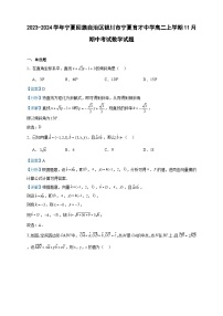 2023-2024学年宁夏回族自治区银川市宁夏育才中学高二上学期11月期中考试数学试题含答案
