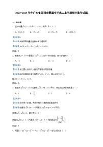 2023-2024学年广东省深圳市翠园中学高二上学期期中数学试题含答案