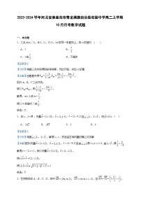 2023-2024学年河北省秦皇岛市青龙满族自治县实验中学高二上学期10月月考数学试题含答案