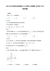 2023-2024学年河北省石家庄二十二中高二上学期第一次月考（10月）数学试题含答案