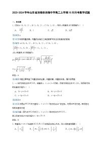 2023-2024学年山东省济南市济南中学高二上学期10月月考数学试题含答案