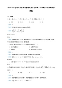 2023-2024学年山东省青岛市青岛第九中学高二上学期10月月考数学试题含答案