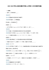 2023-2024学年上海市东昌中学高二上学期10月月考数学试题含答案