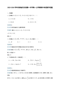 2023-2024学年甘肃省民乐县第一中学高一上学期期中考试数学试题含答案