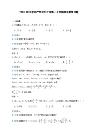 2023-2024学年广东省阳江市高一上学期期中数学试题含答案