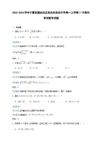 2023-2024学年宁夏回族自治区吴忠市吴忠中学高一上学期11月期中考试数学试题含答案