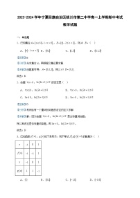 2023-2024学年宁夏回族自治区银川市第二中学高一上学期期中考试数学试题含答案