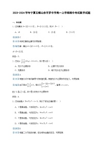 2023-2024学年宁夏石嘴山市平罗中学高一上学期期中考试数学试题含答案