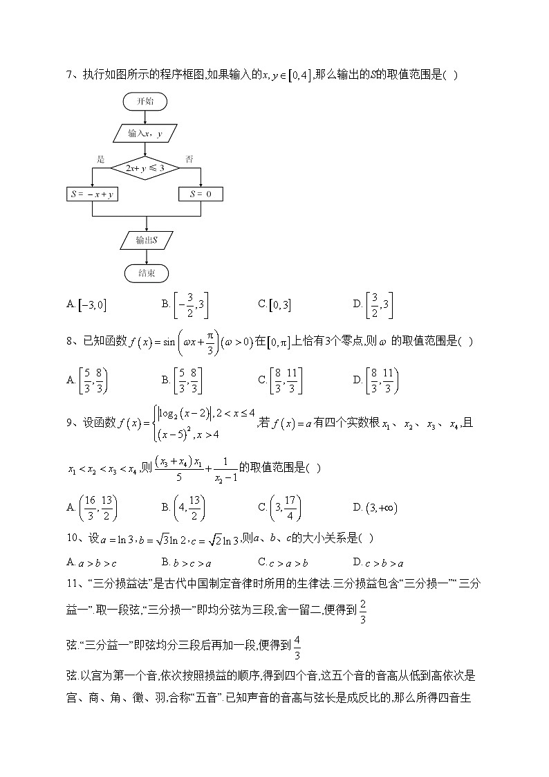 山西省2022届高三第一次模拟数学（文科）试题(含答案)02
