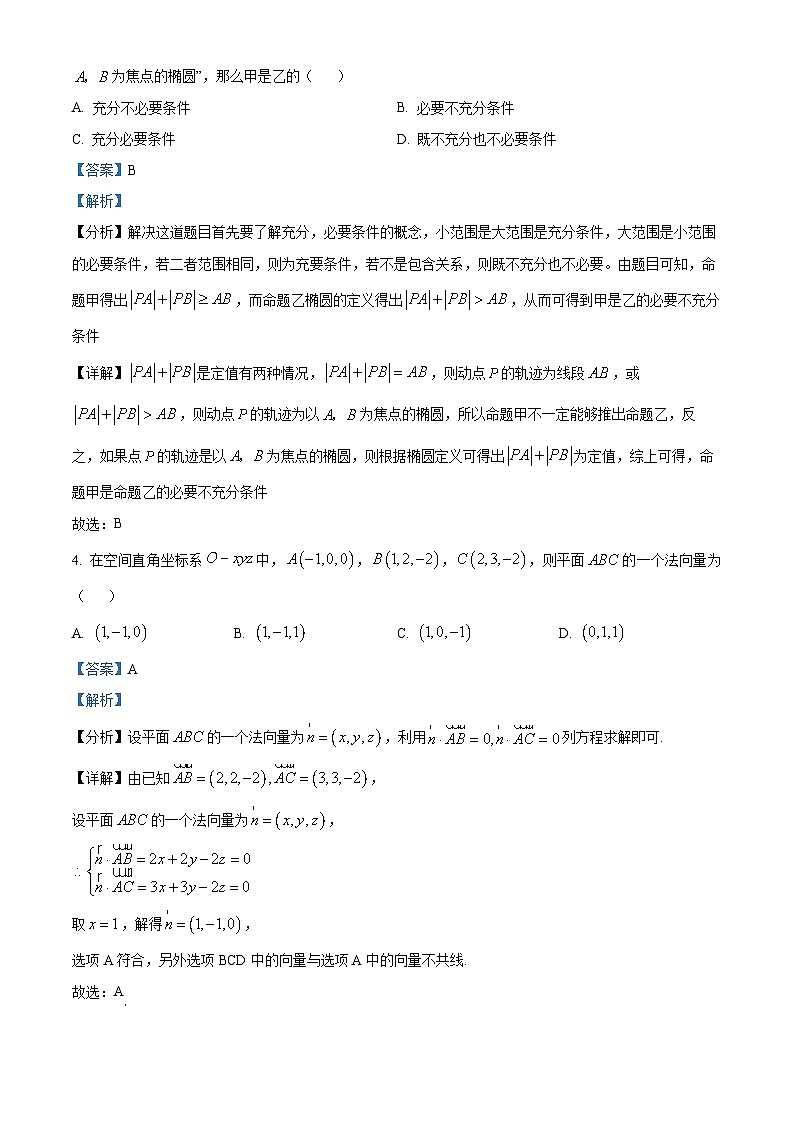 浙江省嘉兴市八校联盟2023-2024学年高二数学上学期期中联考试题（Word版附解析）02