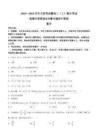 安徽省皖豫名校联盟2023-2024学年高二（上）期中考试数学试卷（含答案）