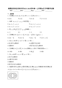 海南省定安县定安中学2023-2024学年高一上学期10月月考数学试卷(含答案)