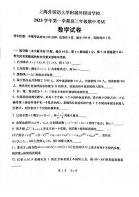 上海外国语大学附属外国语学校2023-2024学年高三上学期期中考试数学试卷