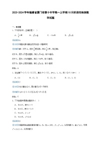 2023-2024学年福建省厦门市第十中学高一上学期10月阶段性检测数学试题含答案