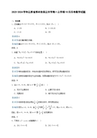 2023-2024学年江苏省苏州市吴江中学高一上学期10月月考数学试题含答案