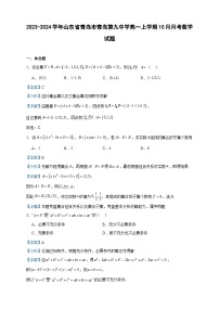 2023-2024学年山东省青岛市青岛第九中学高一上学期10月月考数学试题含答案