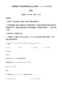 2023-2024学年四川省绵阳南山中学实验学校高一上学期10月月考数学试题含答案