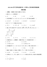 2023-2024学年天津市武清区高二上学期11月期中数学质量检测模拟试题（含解析）