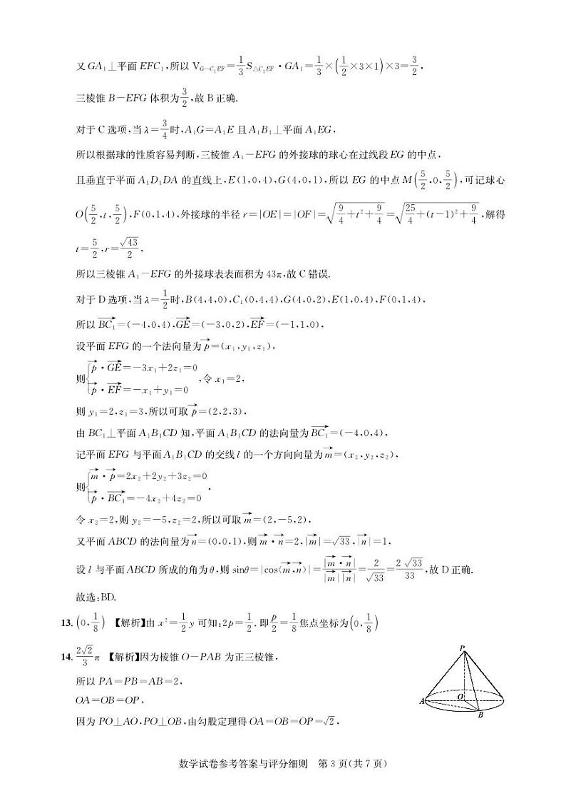 湖北省高中名校联盟2024届高三第二次联合测评-数学答案第3页