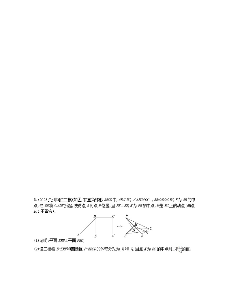 适用于老高考旧教材2024版高考数学二轮复习考点突破练8立体几何中的证明与计算文（附解析）第2页