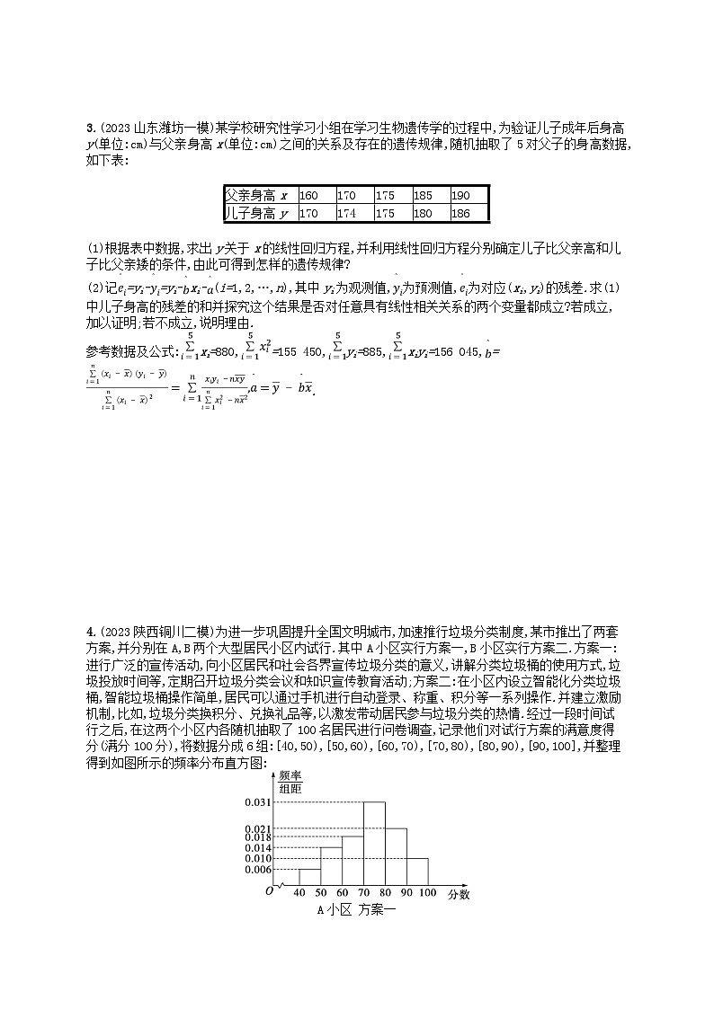 适用于老高考旧教材2024版高考数学二轮复习考点突破练11概率与统计的综合问题理（附解析）02
