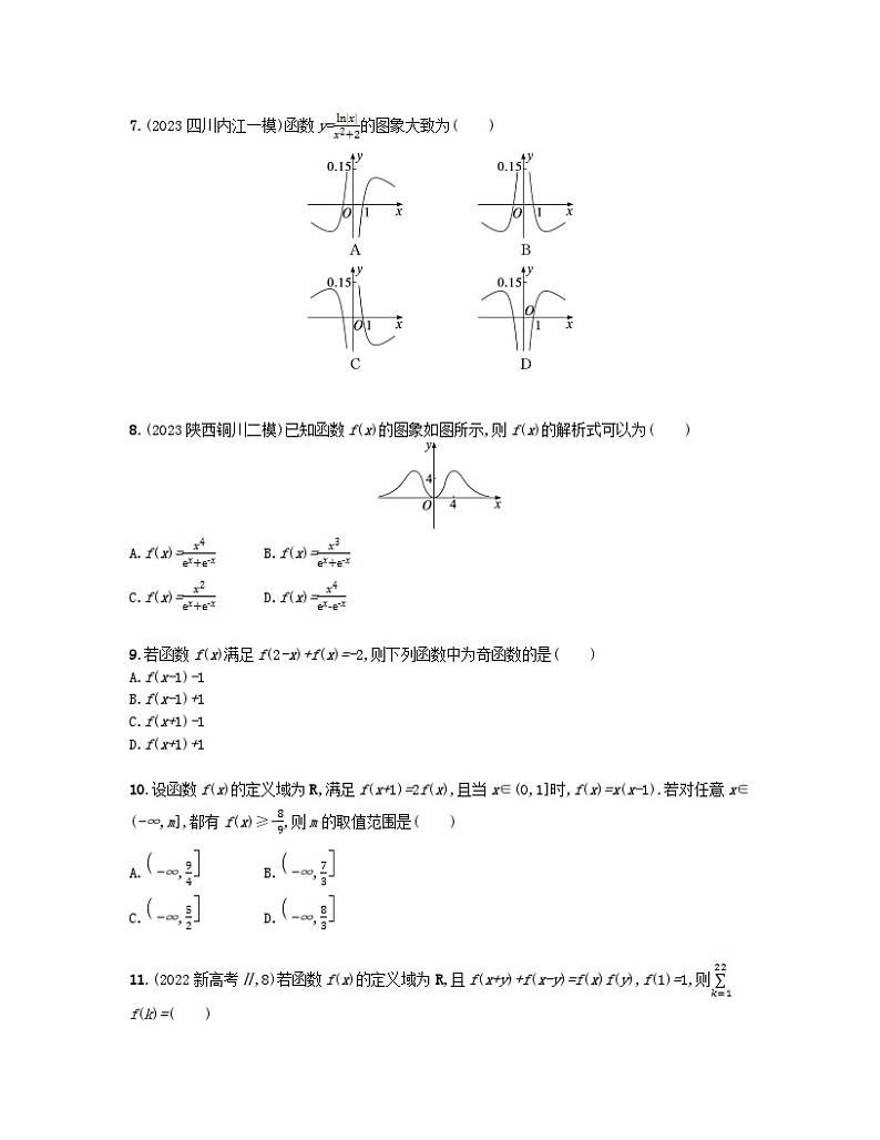 适用于老高考旧教材2024版高考数学二轮复习考点突破练15函数的图象与性质文（附解析）第2页