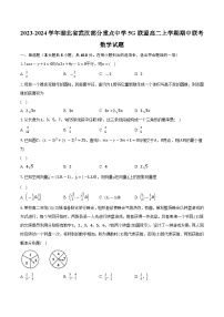 2023-2024学年湖北省武汉部分重点中学5G联盟高二上学期期中联考数学试题(含解析 )