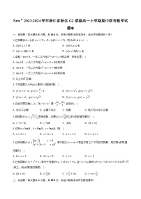 2023-2024学年浙江省浙北G2联盟高一上学期期中联考数学试题(含解析）