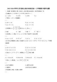 2023-2024学年江苏省连云港市东海县高一上学期期中数学试题（含解析）