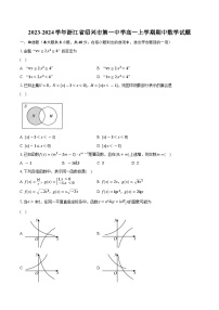 2023-2024学年浙江省绍兴市第一中学高一上学期期中数学试题（含解析）