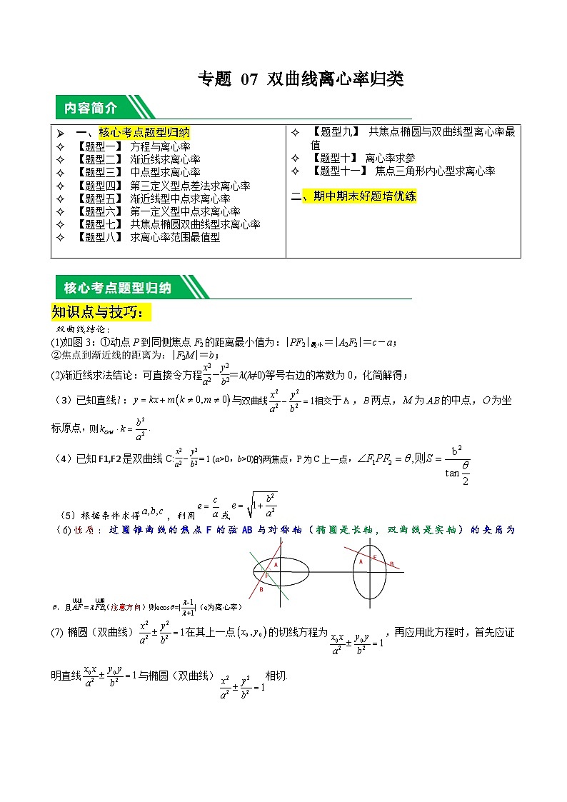 专题07 双曲线离心率归类 （解析版）第1页