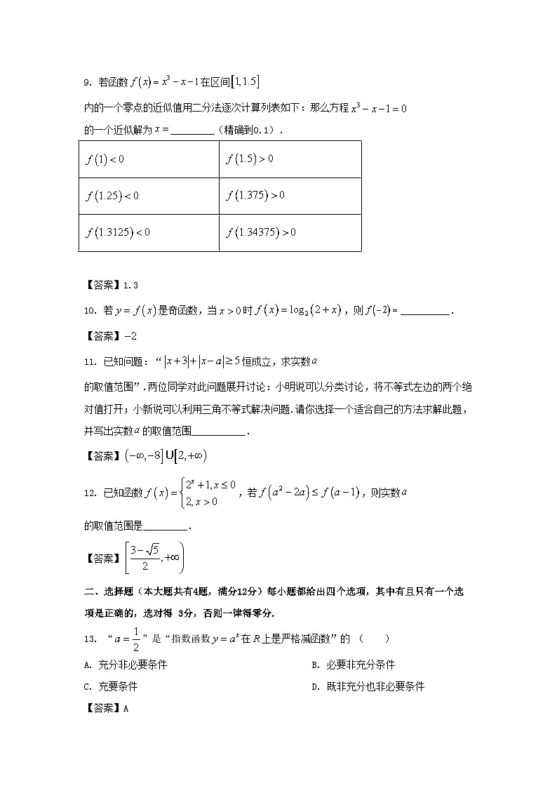 2021-2022年上海市浦东新区高一数学上学期期末试卷及答案第2页