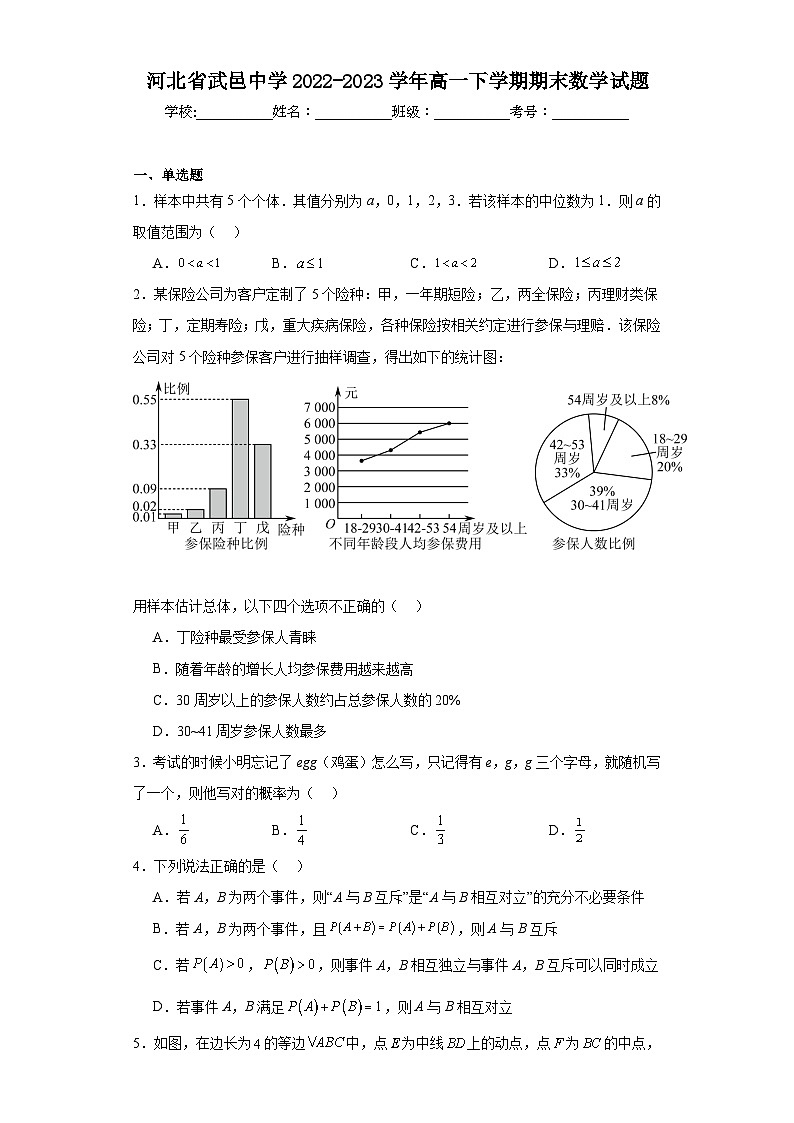 2.河北省武邑中学2022-2023学年高一下学期期末数学试题01