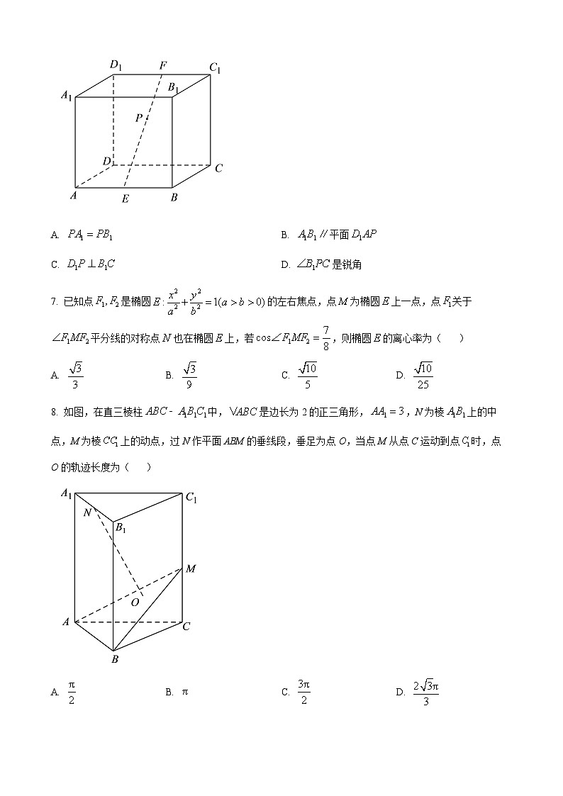 2024宁波北仑中学高二上学期期中考试数学试题含解析02