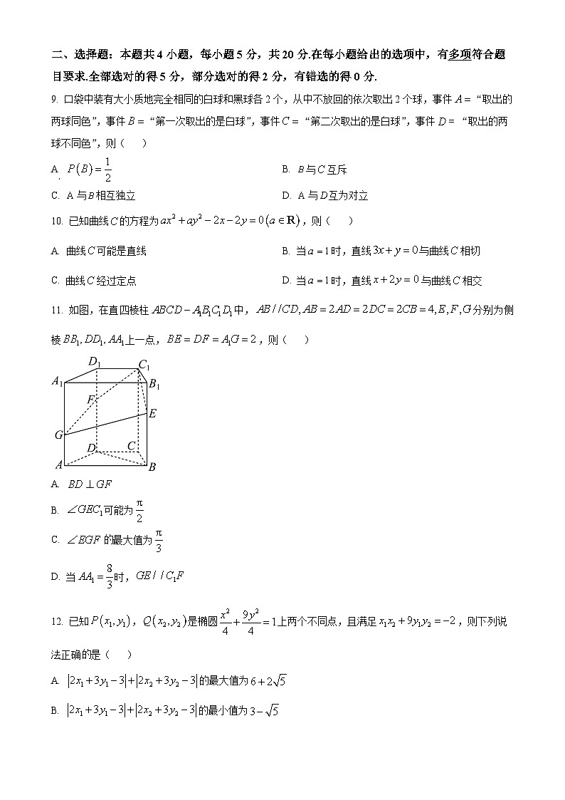 2024宁波北仑中学高二上学期期中考试数学试题含解析03
