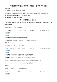 浙江省宁波市效实中学2023-2024学年高一上学期期中考试数学试卷（Word版附解析）