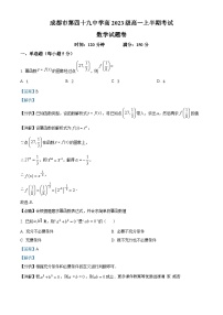 四川省成都市第四十九中学校2023-2024学年高一上学期期中数学试题（解析版）