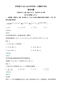 四川省泸州市泸县第四中学2023-2024学年高一上学期期中数学试题（解析版）