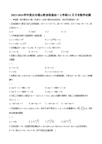 2023-2024学年重庆市缙云教育联盟高一上学期11月月考数学试题(含解析）