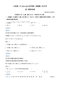 广东省惠州市大亚湾区第一中学2023-2024学年高一上学期期中测试数学试题（解析版）
