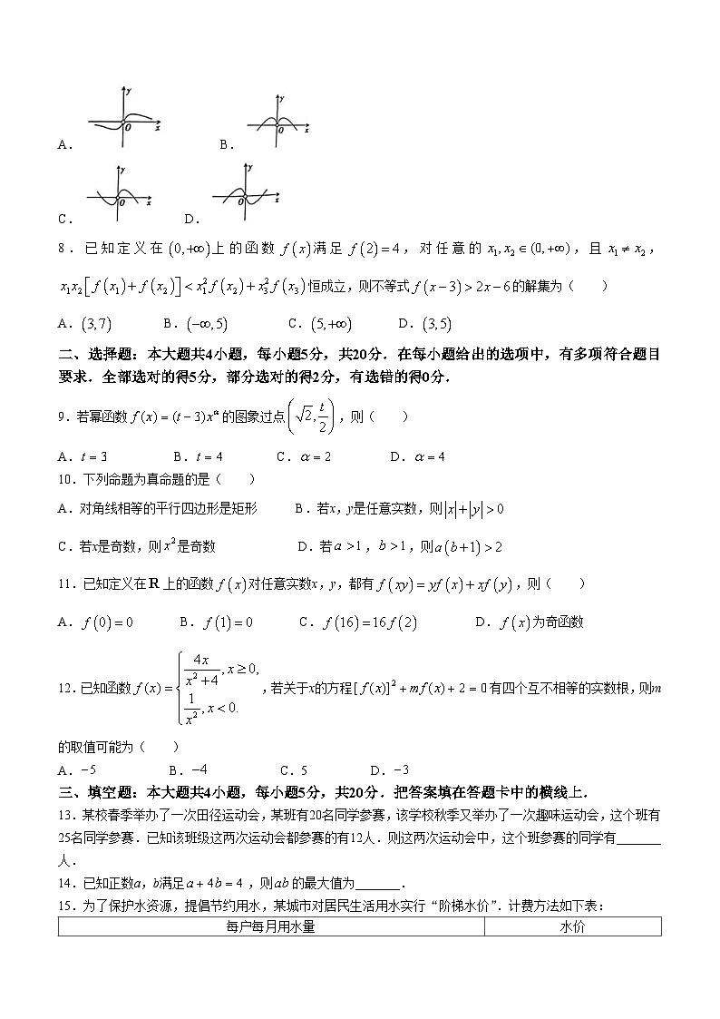 内蒙古部分名校2023-2024学年高一上学期期中联合考试数学试题02