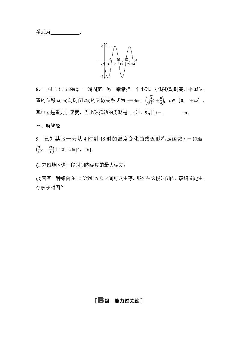 人教A版高中数学必修第一册课时分层作业60三角函数的应用含答案第3页