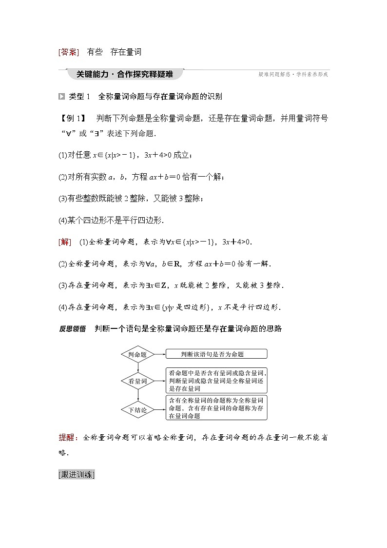 人教A版高中数学必修第一册第1章1-5-1全称量词与存在量词课时学案03