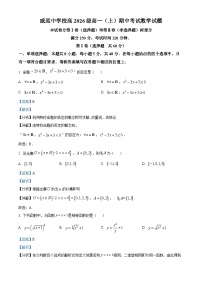 四川省内江市威远县威远中学校2023-2024学年高一上学期期中数学试题（Word版附解析）