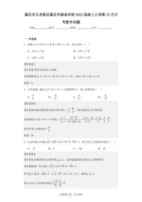 重庆市九龙坡区重庆外国语学校2024届高三上学期12月月考数学试题及解析